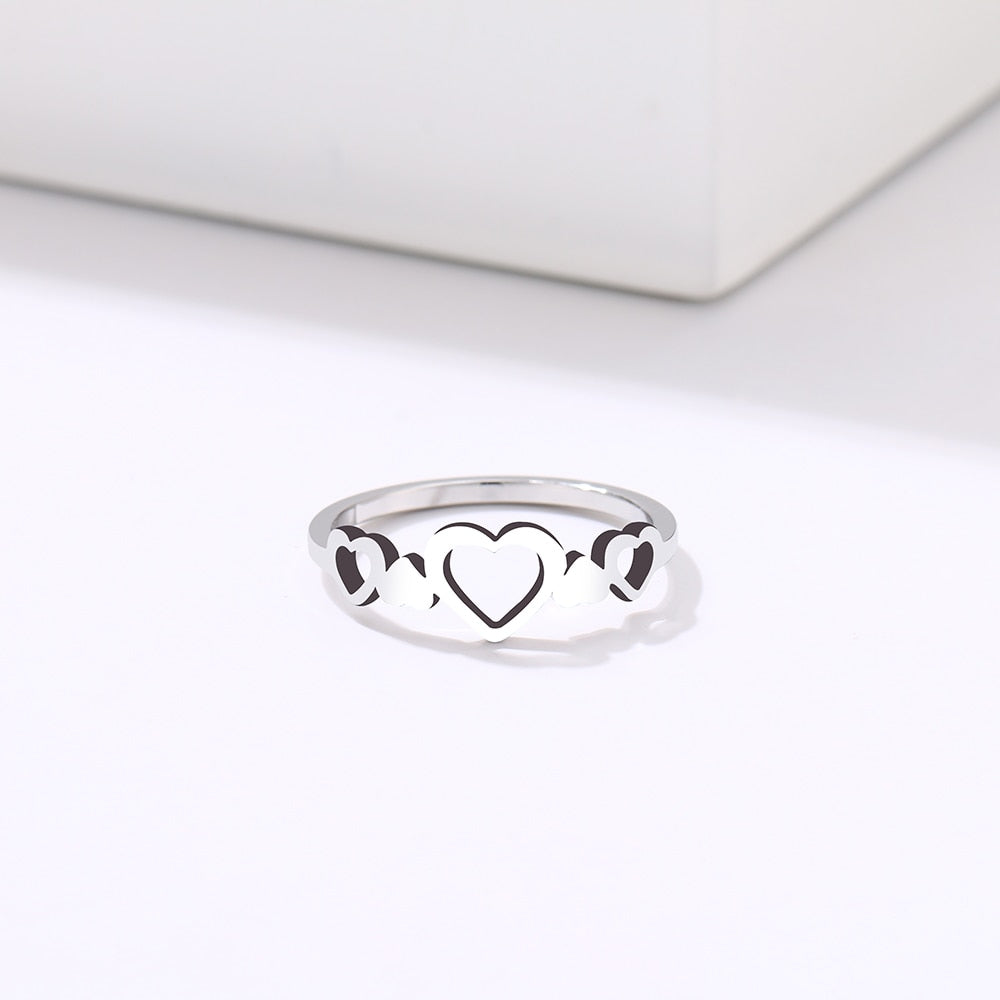 Bague acier inoxydable coeur