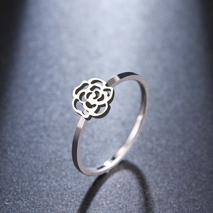 Bague acier inoxydable rose éternelle