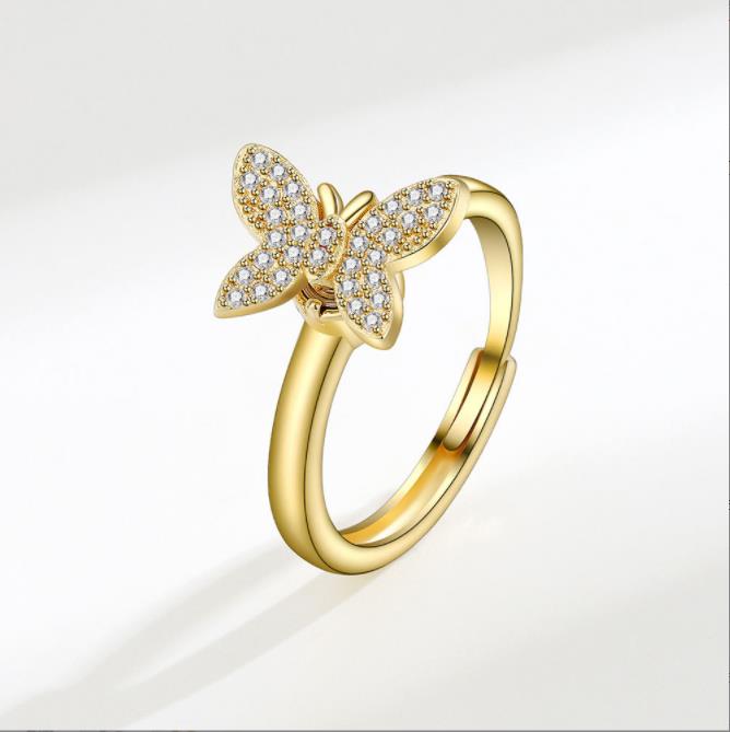 Bague anti-stress golden butterfly