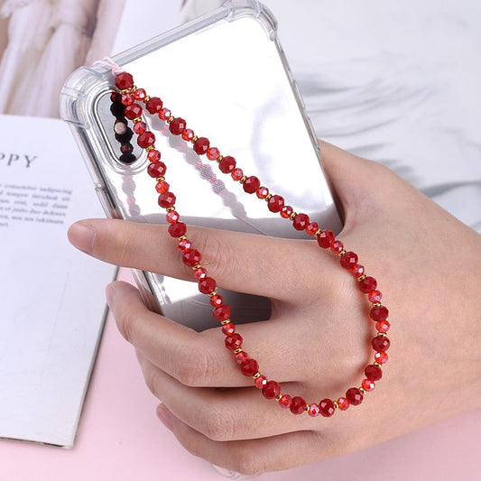 Bijoux  de téléphone en perle khaki red