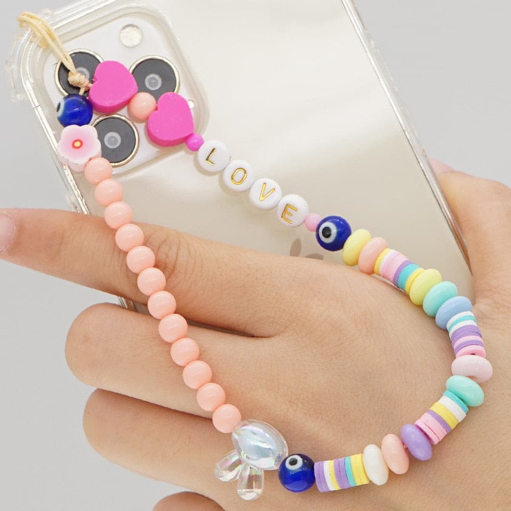 Bijoux de téléphone perle arc-en-ciel