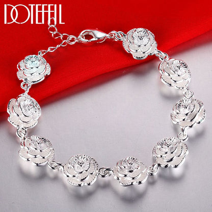 Bracelet fantaisie argent roses