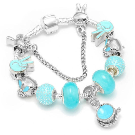 Bracelet fantaisie femme perles bleu