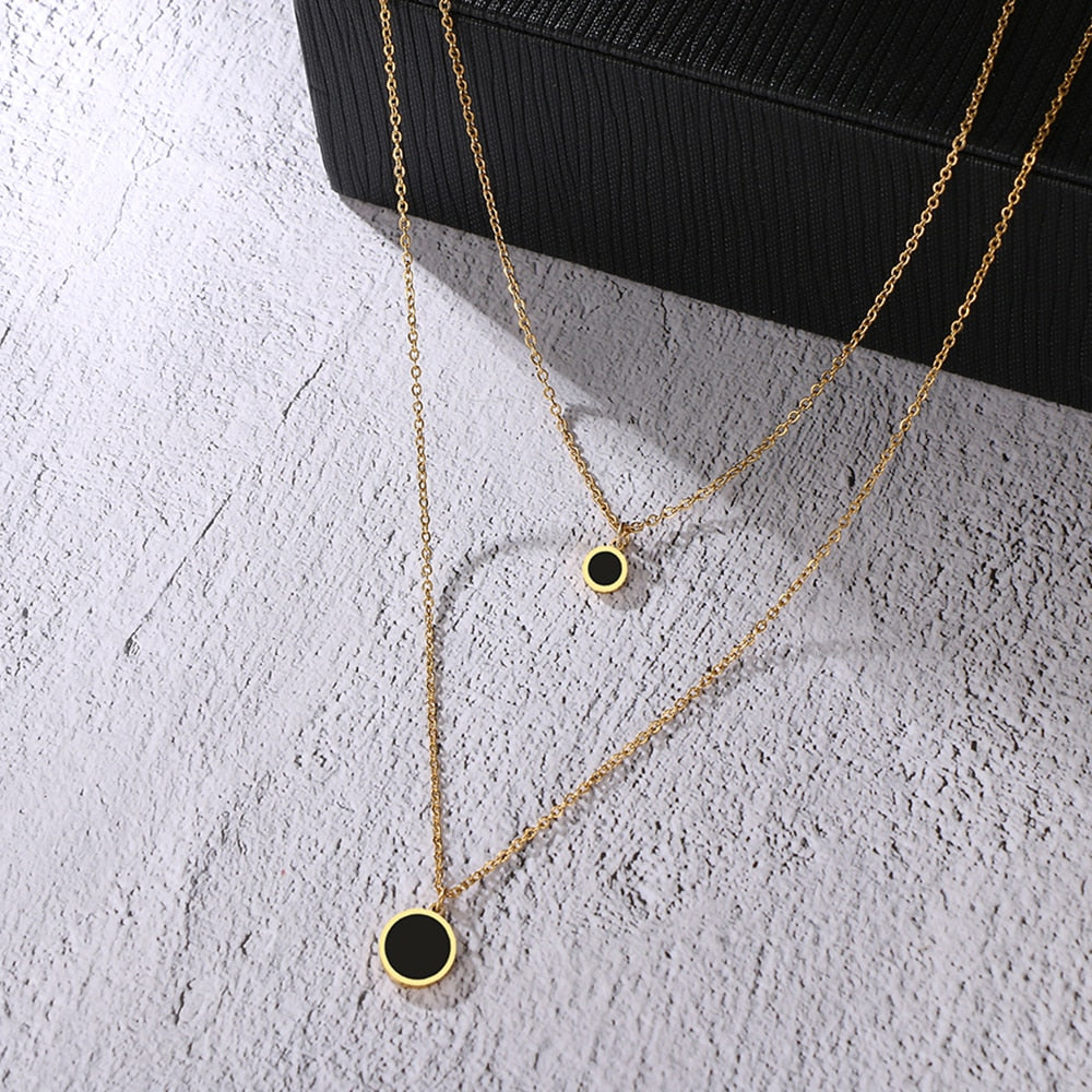 Collier acier inoxydable double pendentifs