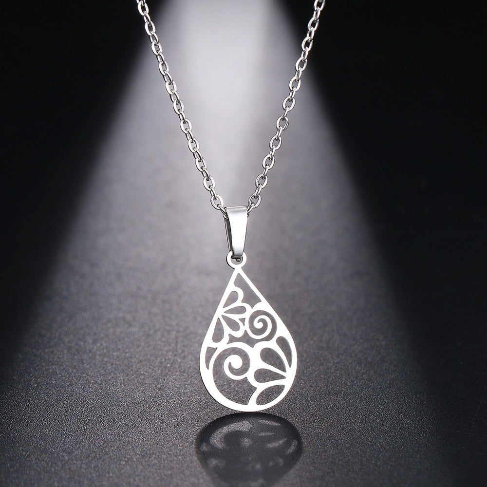 Collier acier inoxydable goutte d'eau