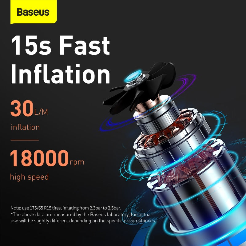 Baseus – gonfleur numérique de pneus 12V, pour voiture, moto, vélo.